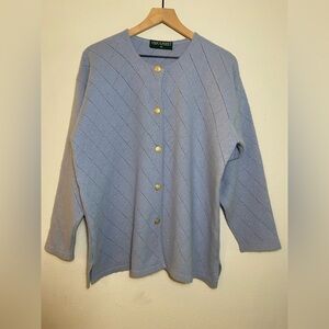 Womans Lyle and Scott blue 100% Cashmere Cardigan Sweater new zealand sz M